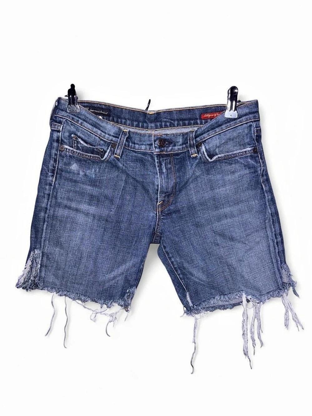 Low Rise Bootcut Denim Jean Shorts Blue Waist 31